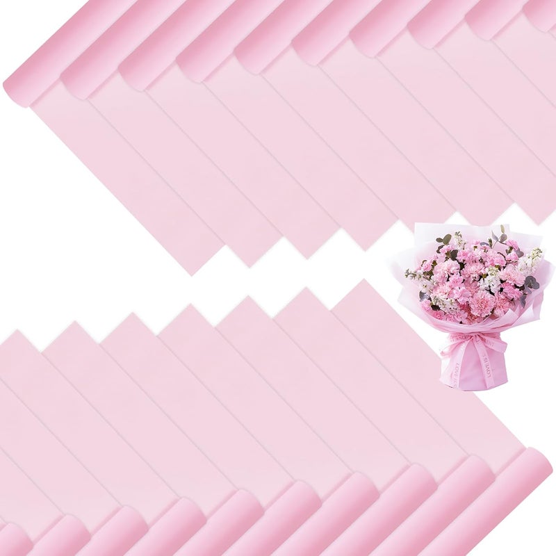 DEWJDFSC 20 Sheets Flower Wrapping Paper,Waterproof Floral Korean Bouquet Wrapping Paper, Florist Supplies, Suitable for Flowers Gift Packaging (Pure Pink) - Image 1